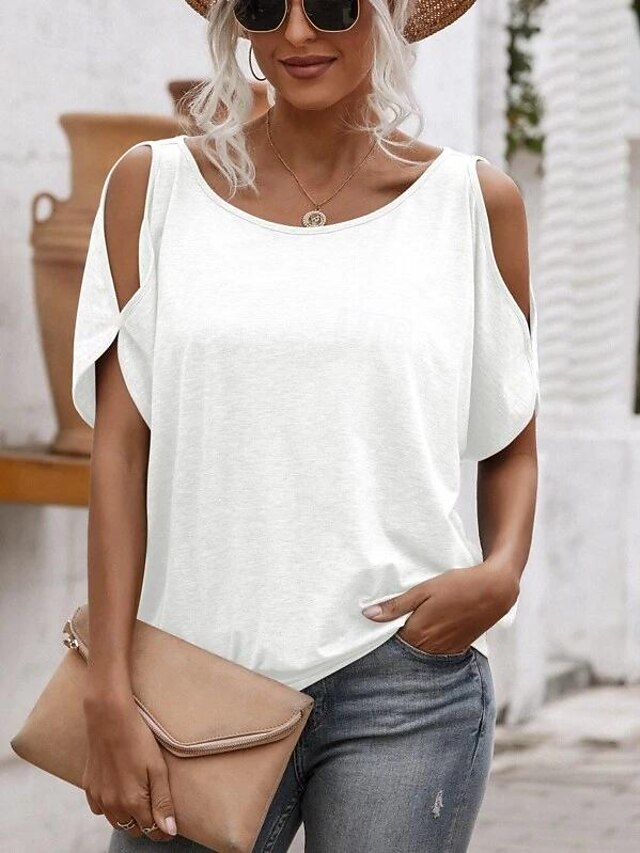 Women's T Shirt Plain Fashion Short Sleeve Round Neck