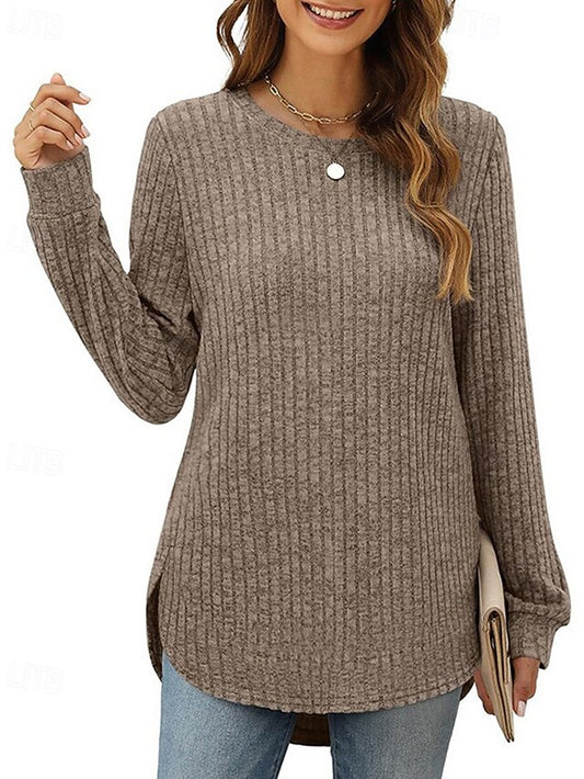 Women's Texture Blouse T Shirt Tee Top Asymmetrical Plain