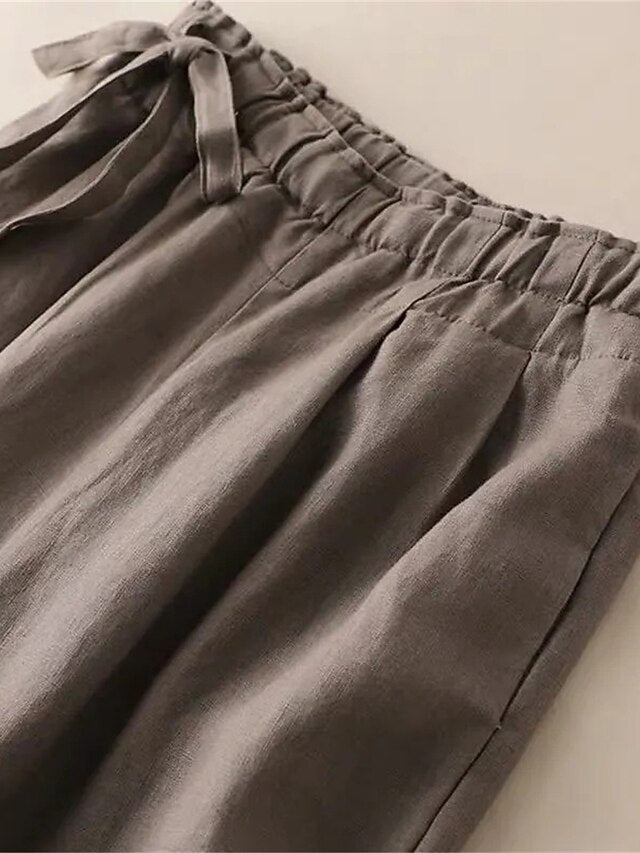 Women's Wide Leg Cropped Pants Vacation Vintage Casual