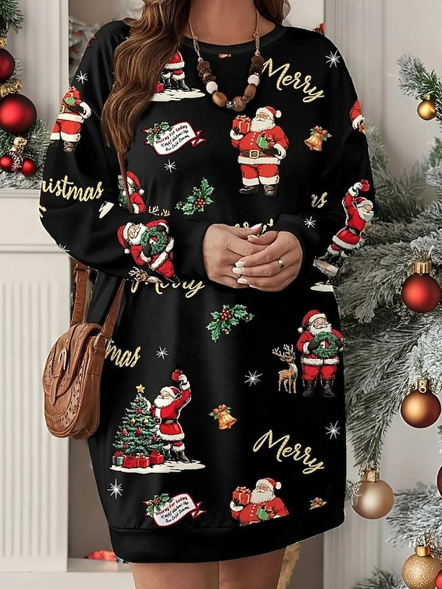 Women's Mini Dress Christmas Dress Hoodie Dress T Shirt