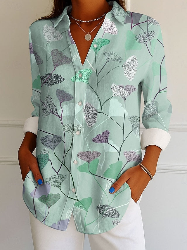 Women's Shirt Linen Like Breathable Lightweight Button Down