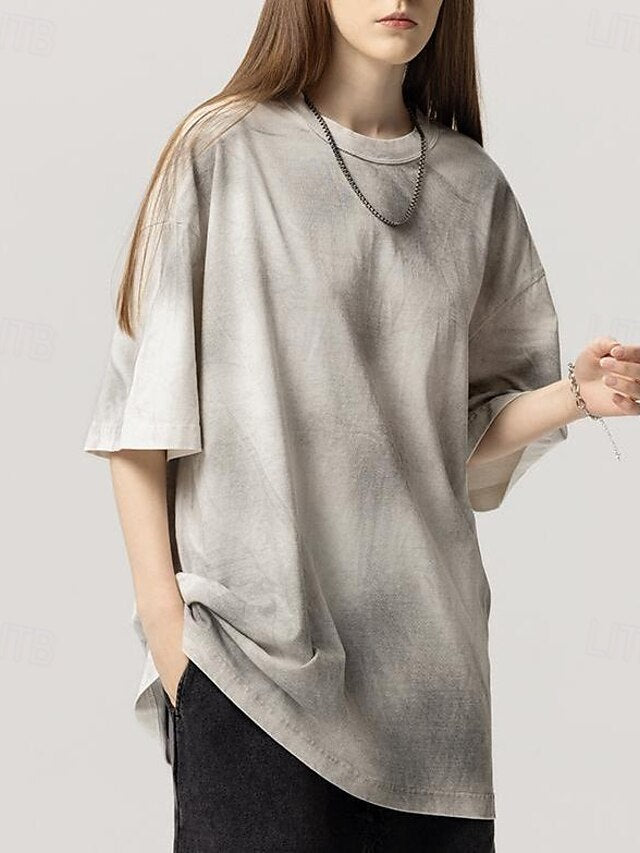 Women's Tee 100% Cotton Vintage Washed Tops Vintage Washed