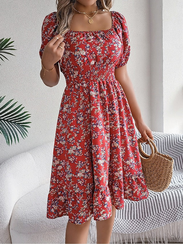 Women's Midi Dress A Line Dress Milkmaid Dress Midi Dress