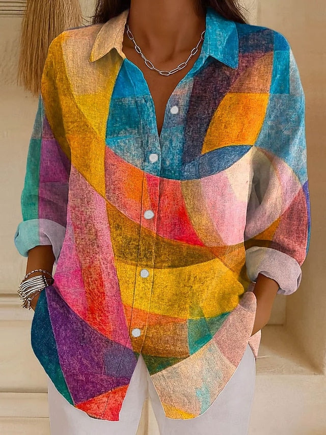 Women's Shirt Linen Like Breathable Lightweight Graphic