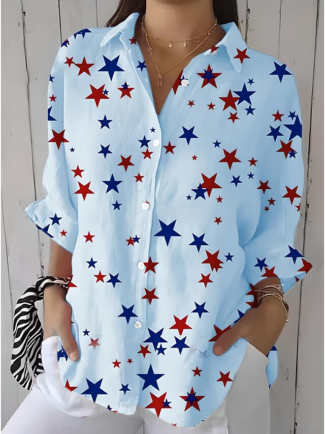Women's Patriotic Shirt Graphic Flag Star Vintage Tropical