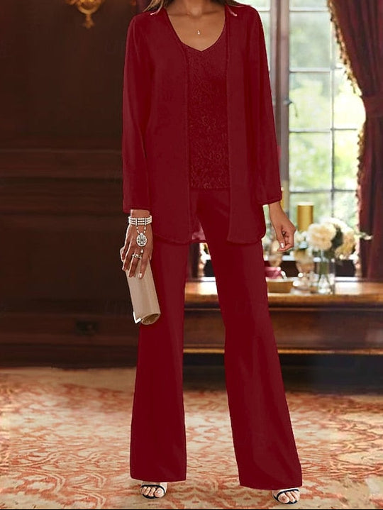 Piece Formal Bride 3 Beach Mother Wedding of the Pantsuit