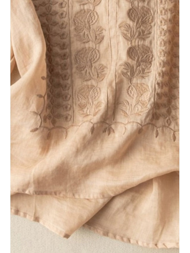 Women's Shirt Cotton Blend Blouse Plain Modern Half Sleeve