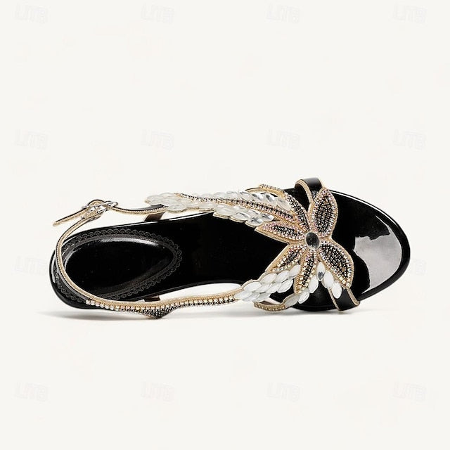 Party Shoes Rhinestone Round Wedding Sandals Women's Toe