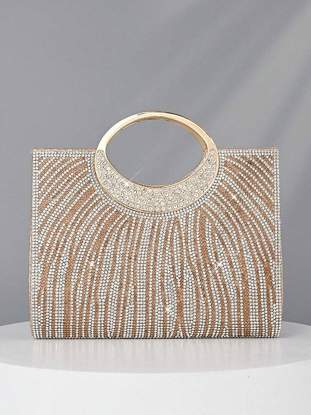 Women's Clutch Bag with – Handle Rhinestone Evening Round