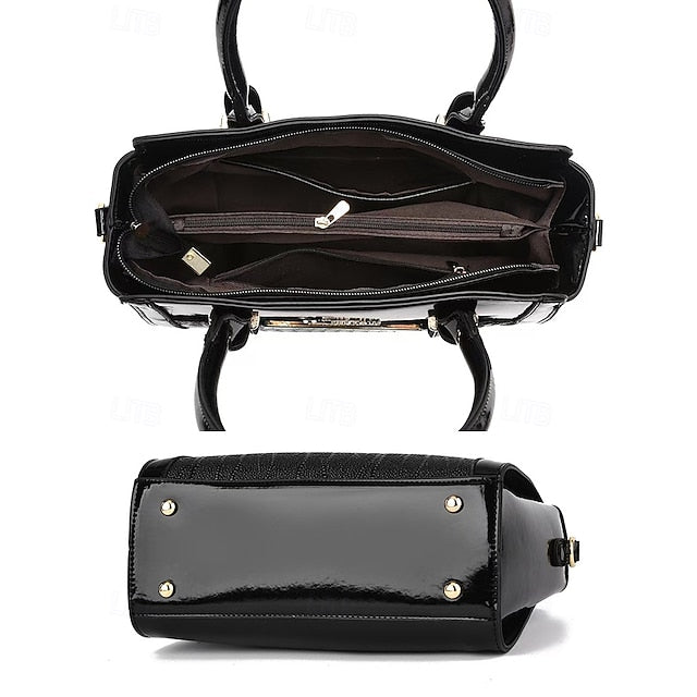 Faux – Glossy Patent Women's Handbag Set Leather