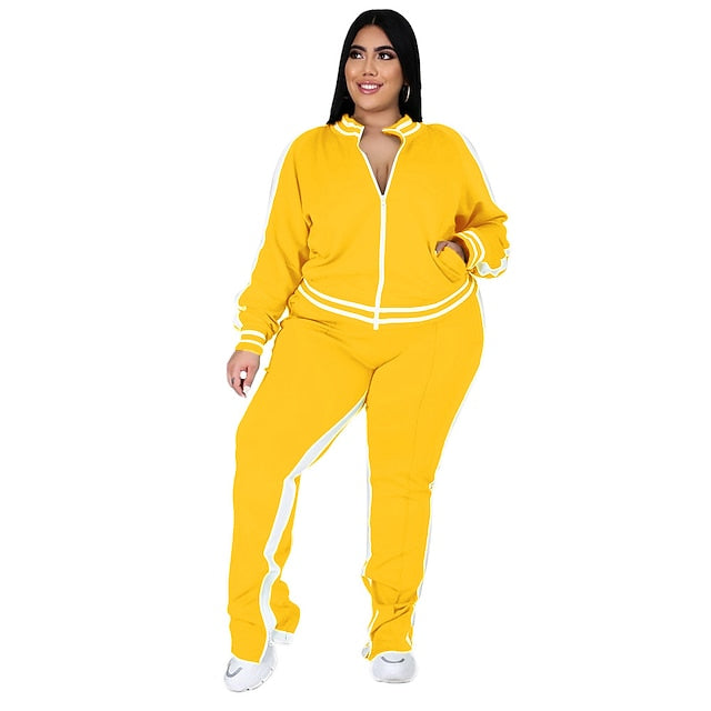 Women's Tracksuit Sweatsuit Drawstring 2 Piece Striped