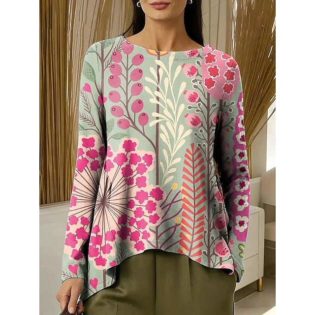 Women's Tunic T Shirt Floral Graphic Elegant Stylish Basic
