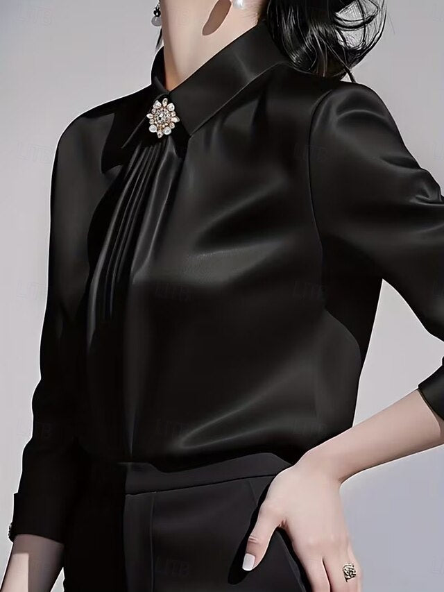 Women's Shirt Blouse Ruched Plain Stylish Basic Classic