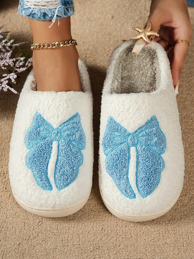 with Women's Bowknot Soft Slippers Red White - and Design