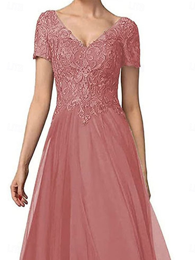 the V Elegant Asymmetrical A-Line Neck Dress Bride Mother of