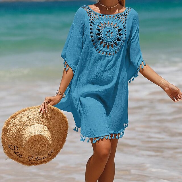 Women's Swimwear Cover Up Swim Dress Swimsuit Crochet