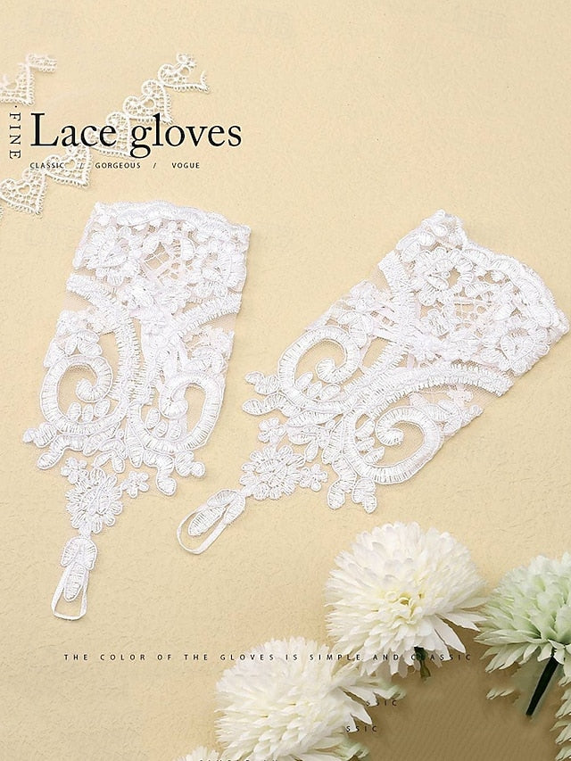 White Gloves – Bridal Lace Elegant Wedding Vintage Fingerless
