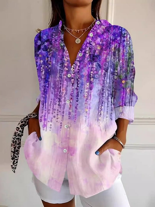 Women's Shirt Buttons Print Floral Active Daily Stylish