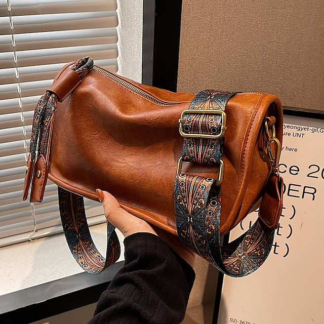 with Vintage Leather Bohemian Strap Handbag – PU Women's