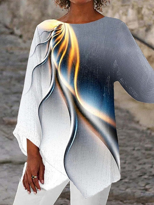 Women's T Shirt Tee Top Print Asymmetrical Graphic Fashion