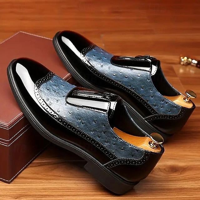 with Black Shoes Men's Formal Tan and Colorblock Patent