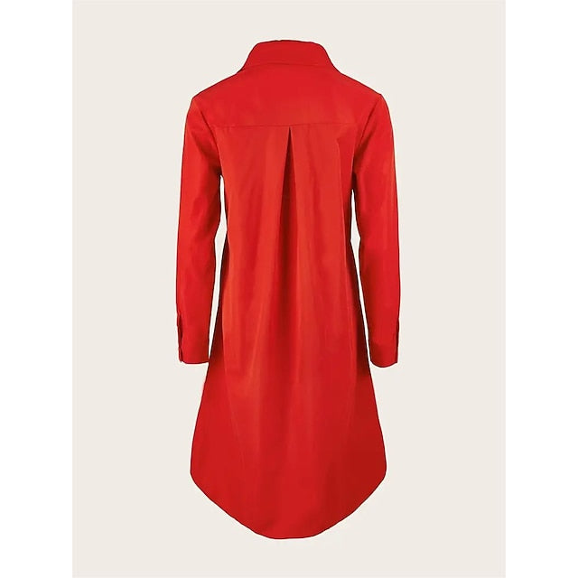 Women's Shirt Dress Casual Dress Shift Dress Pure Color