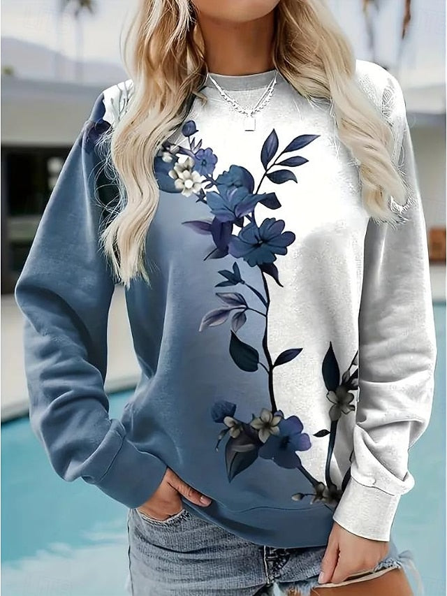 Women's Pullover Floral Print Fashion Casual Loose Fit Crew