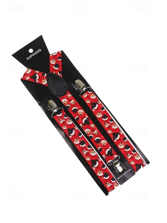 Suspenders Men's Christmas with Snowman