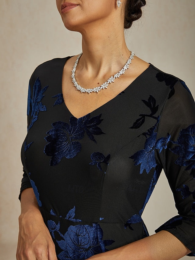 Women's Midi Dress Velvet Dress Elegant Wedding Guest