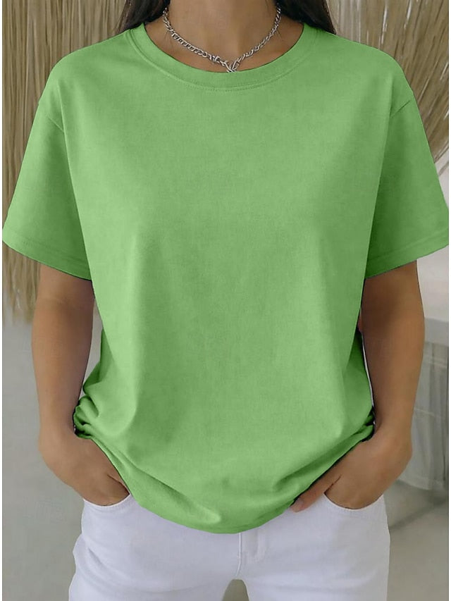 Women's Plus Size T Shirt Tee 100% Cotton Solid Color