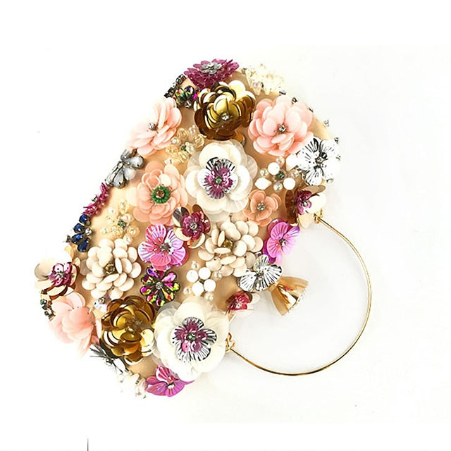 3D Floral Evening Clutch Women's Embellished Flower –