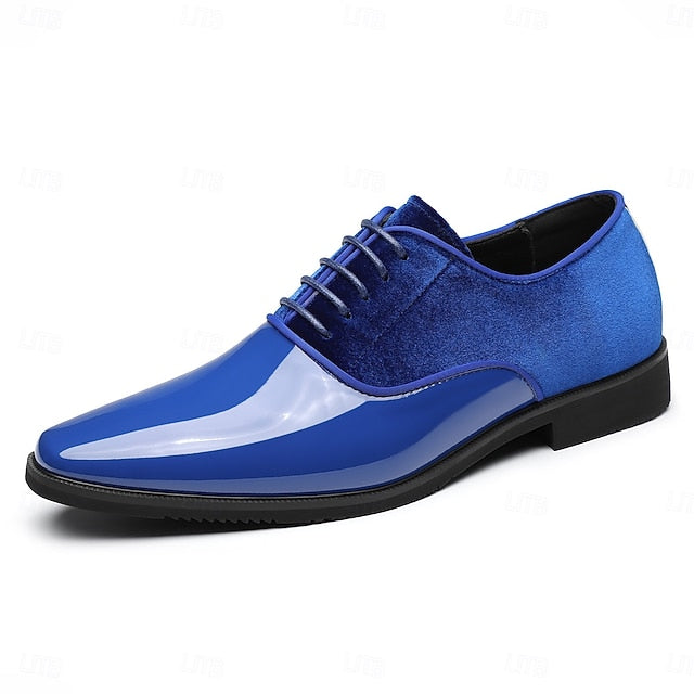 Shoes White Blue Finish Glossy Velvet with and Men's