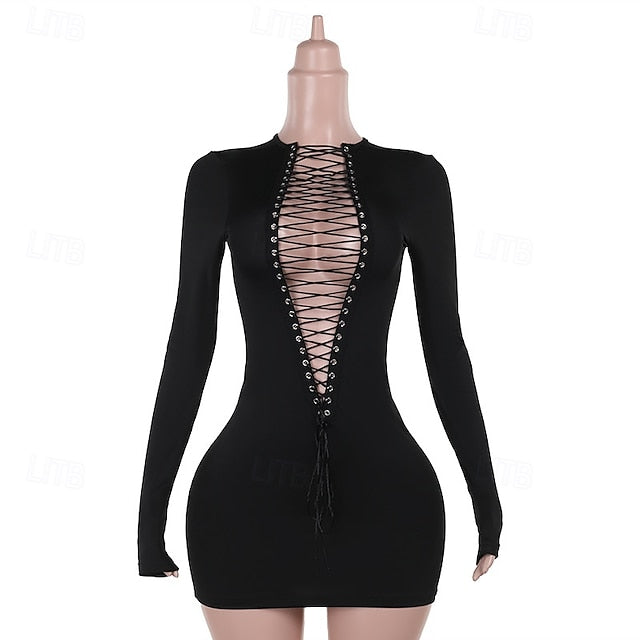 Women's Mini Dress Black Dress Elegant Fashion Modern Daily
