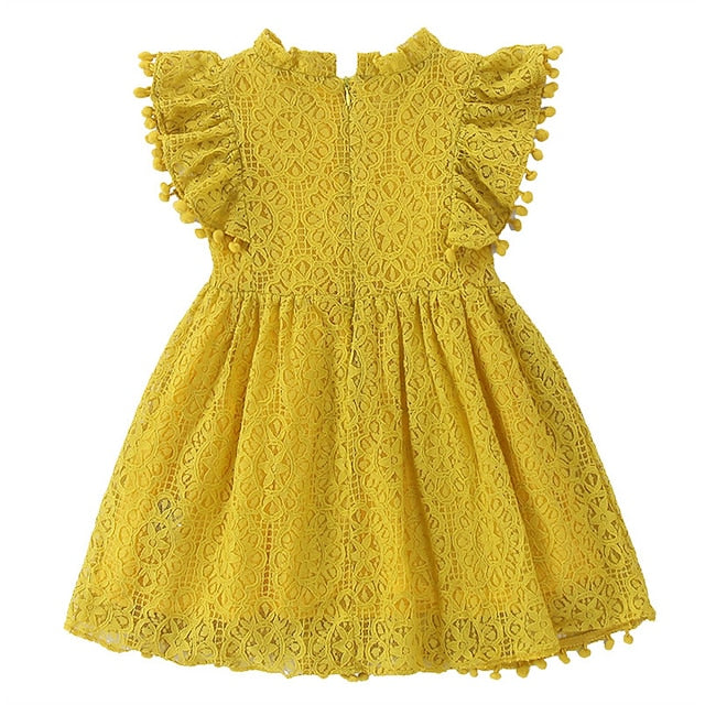 Solid Color Sleeve Girls' Short Party Dress Kids