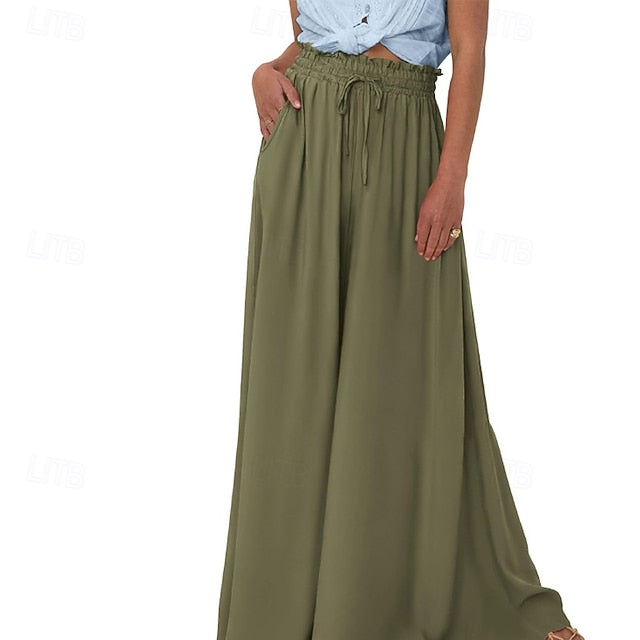 Women's Culottes Wide Leg Slacks Pants Trousers Streetwear