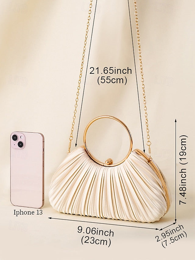 with Elegant Pleated Green Velvet Clutch - Handle Ring Gold