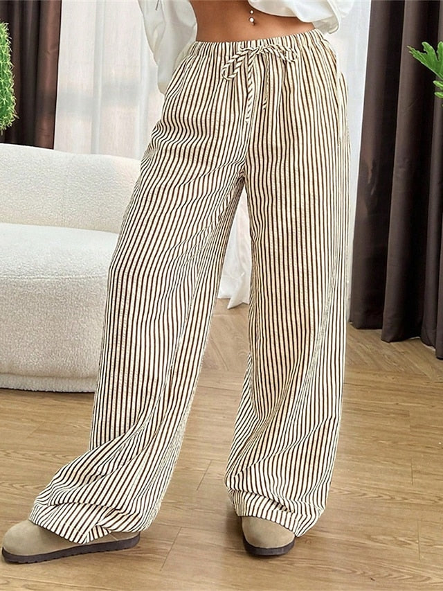 Women's Wide Leg Chinos Pants Trousers Vacation Vintage