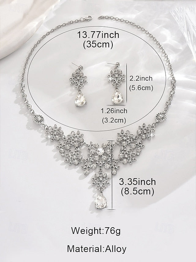Rhinestone Women's Jewelry and Tiara Silver – Set Elegant