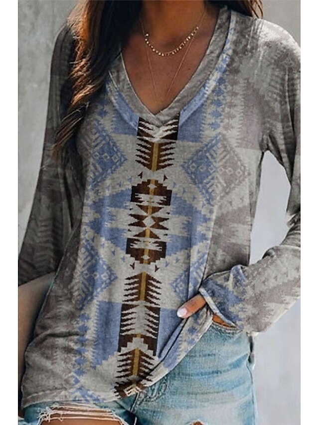 Women's T Shirt Print Graphic Geometric Tribal Elegant