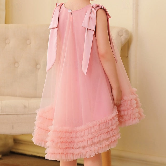 Party Kids Color Girls' Solid Sleeveless Dress Floral