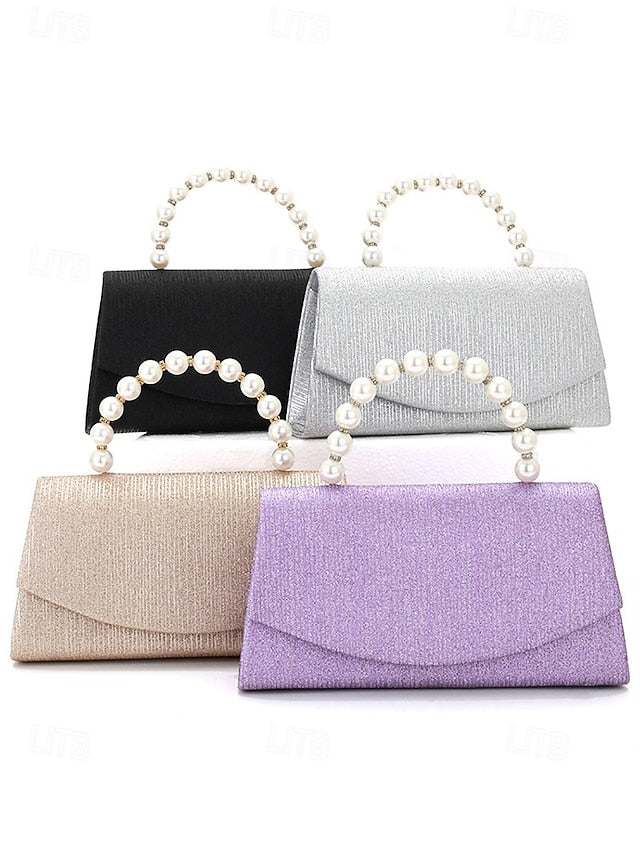 Glitter Pearl Purple Women's Bag with Handle Clutch –