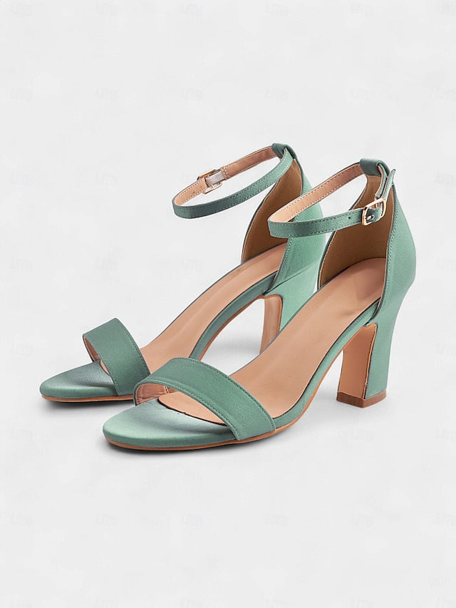 Women's Open Strap Toe Blue Ankle Light High Sandals - Heel