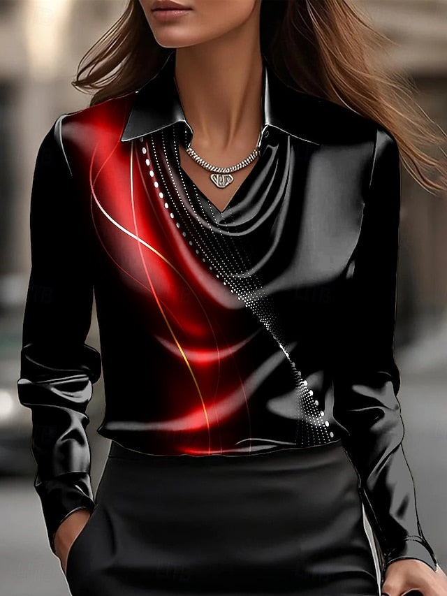 Women's Shirt Ruched Draped Ombre Graphic Geometric Elegant