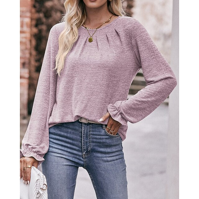 Women's Pullover Shirt Casual Tops Long Sleeve Top
