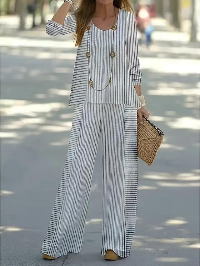 Women's 2 Pieces Basic Neon & Bright Shirt Blouse Linen