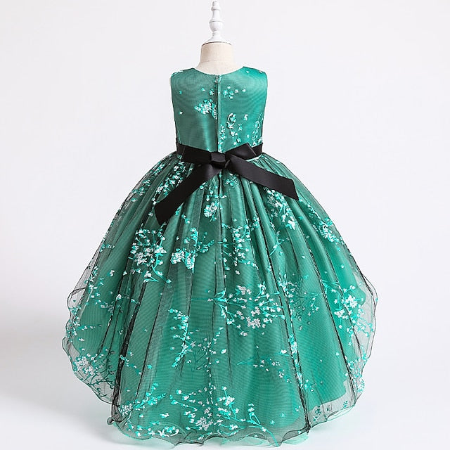 Dress Floral Colored Solid Kids Wedding Girls' Sleeveless