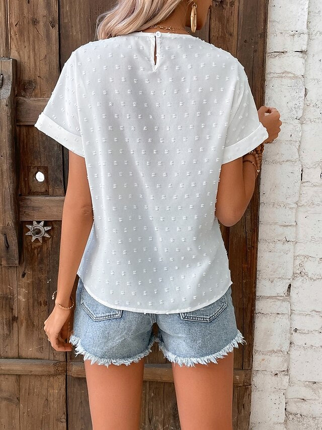 Women's T Shirt Lace Patchwork Plain Fashion Stylish