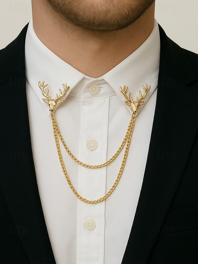 Pins Men's Alloy Reindeer – Elegant Christmas Collar