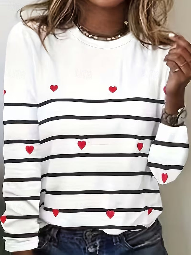 Valentine's Day Women's T Shirt Heart Graphic Fashion