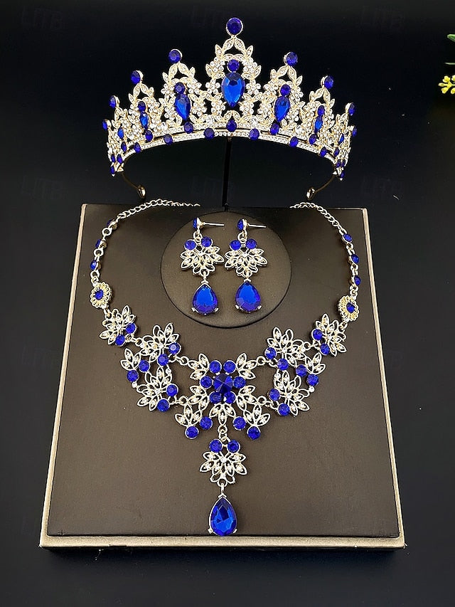Rhinestone Women's Jewelry and Tiara Silver – Set Elegant